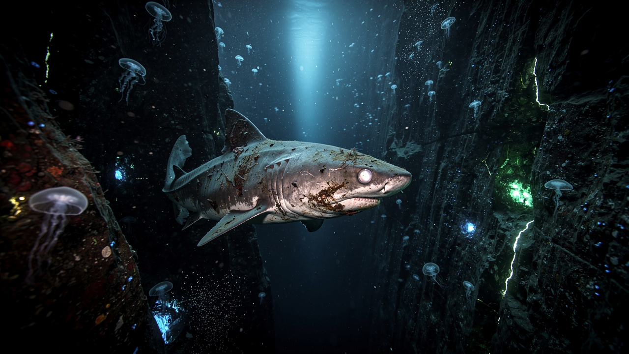 Tubarões-cegos centenários dominam fossas oceânicas e desafiam limite de vida animal